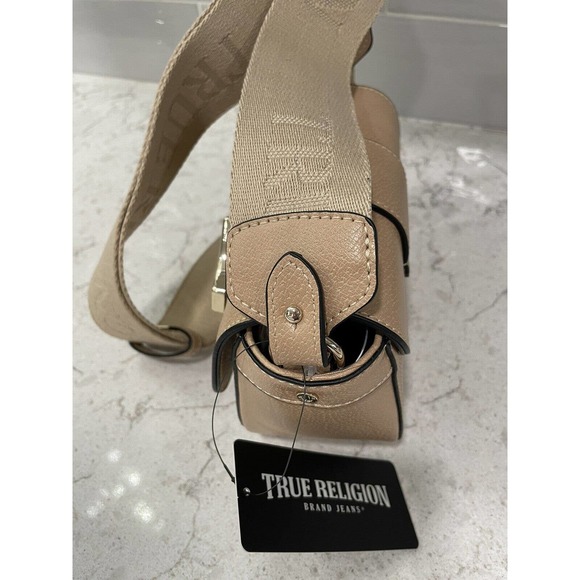 TRUE RELIGION $98 MSRP Crossbody Shoulder Bag Handbag Purse Tan Gold Hardware - Picture 9 of 10